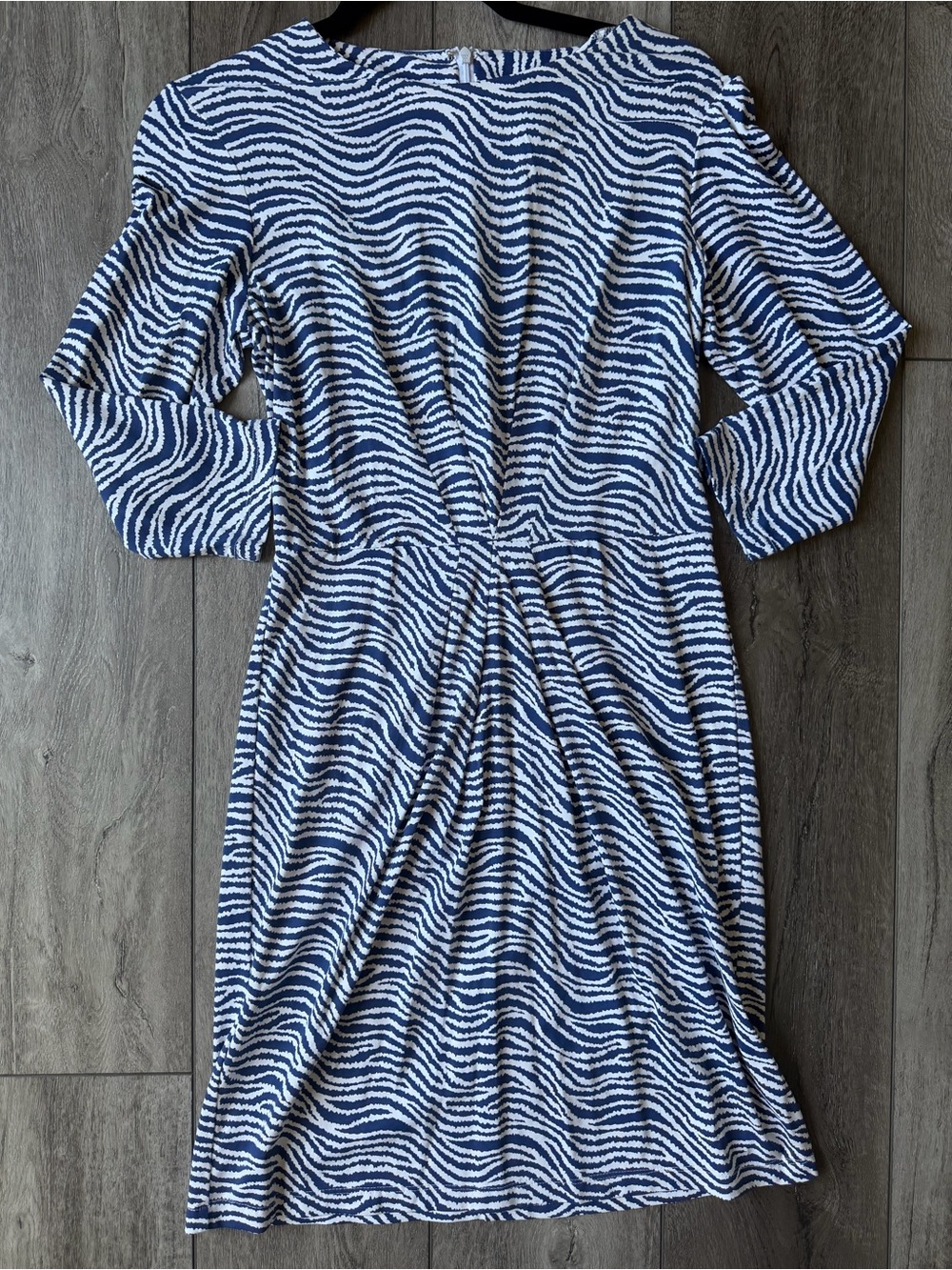 J. McLaughlin Navy and White Wave-Print Dress